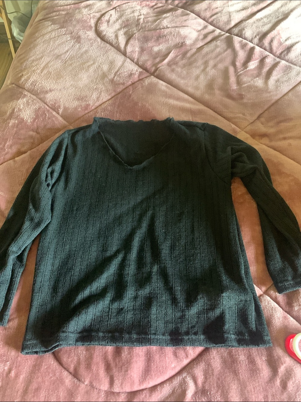 SHEIN Black V-Neck Long Sleeve Tunic Top